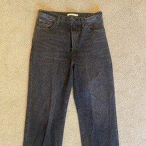 Levi's Washed Black Ribcage Straight Jeans 29 Waist